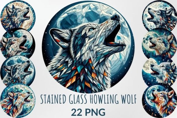 Download Stained Glass Howling Wolf Sublimation - Wolf sublimation Collection