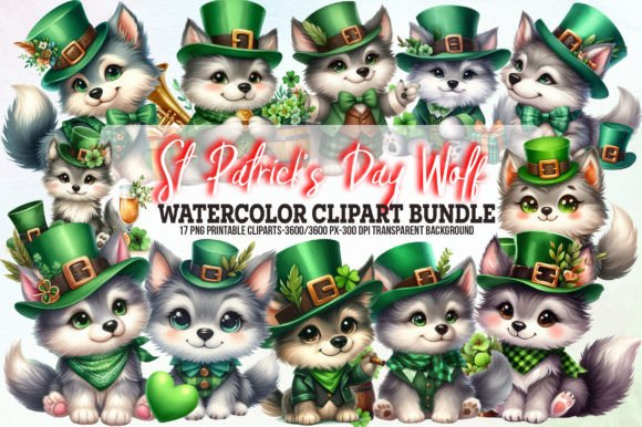 Download St Patrick’s Day Cute Wolf Sublimation - Wolf sublimation Collection