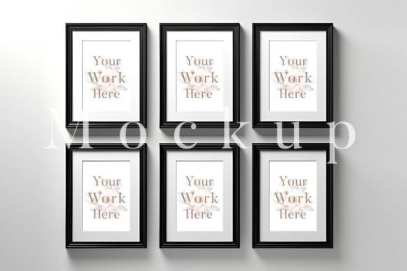 Download 6 Black Frames Mockup, Art Print Mockup - Black frame Collection