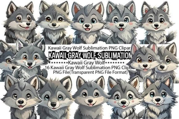 Download Kawaii Gray Wolf Sublimation Bundle - Wolf sublimation Collection