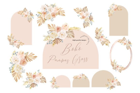 Download Modern Frame Boho Pampas Grass Clipart - Modern frame Collection