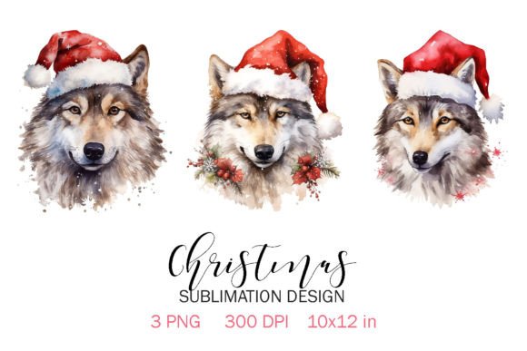 Download Christmas Wolf Sublimation Design PNG - Wolf sublimation Collection