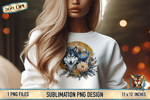 Download Wildflower Gray Wolf Sublimation Graphic - Wolf sublimation Collection